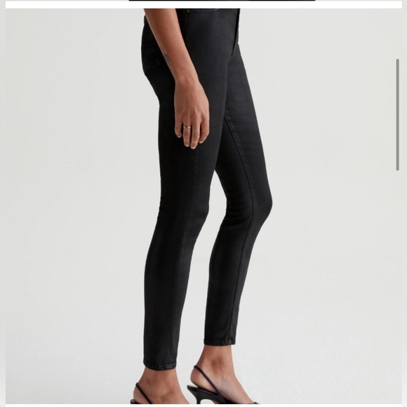 AG Farrah Skinny Ankle HIGH-RISE SKINNY ANKLE LEATHERETTE SUPER BLACK JEANS 27R - Picture 6 of 13